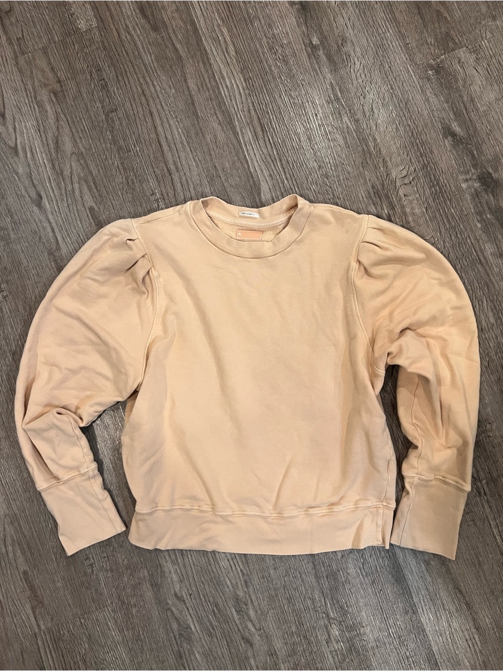 MOTHER Curve Ball Cream Toast Puff Sleeve Crewneck Sweatshirt